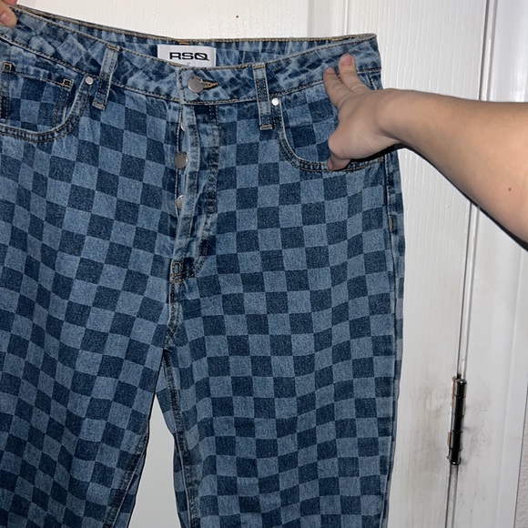 COPY - checkered straight leg jeans! high rise:) 🤍🤍 - Picture 3 of 5